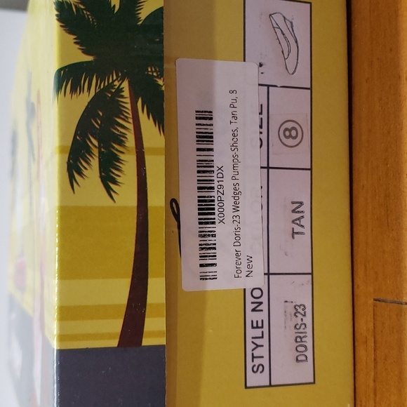Forever. Tan Patten Man-Made Leather Wedge; Round Toe; Wedge Heel. Size 8 EUC - Picture 3 of 13